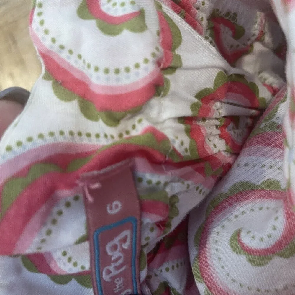 Jelly the Pug Dress Girls Size 6 Multicolor Tiered Ruffles sleeveless leaf